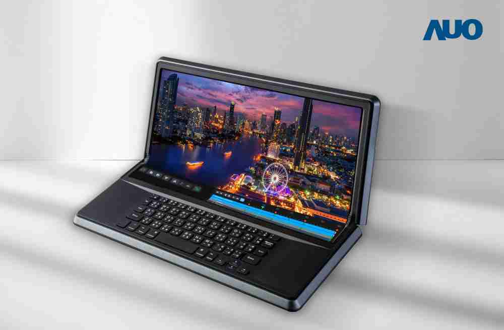 优游UB814.6吋Micro LED折迭显示屏幕，，，，搭配半径4mm的弯折绞炼，，，以及高画素、、、高亮度、、高对比度的显示技术特点，，，，即便在大视角下仍保有绝佳色相与亮度